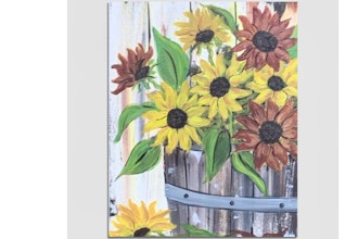 Paint Nite: Fall Sunflower Wine Barrel
